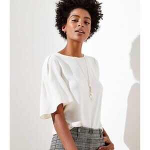 Ann Taylor LOFT Flare Sleeve Mixed Media Top S